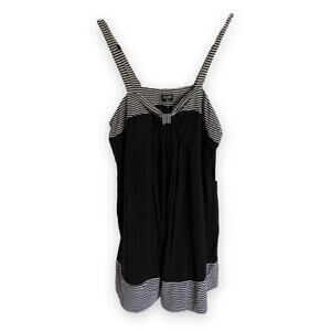 Olian Womens Tank Top Size XL Black White Striped Trim Maternity USA Made NEW